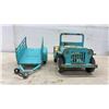 Image 3 : Vintage 1960s Tonka Pressed Steel Turquoise Jeep Commander and Utility Stake Trailer Set
