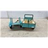 Image 4 : Vintage 1960s Tonka Pressed Steel Turquoise Jeep Commander and Utility Stake Trailer Set