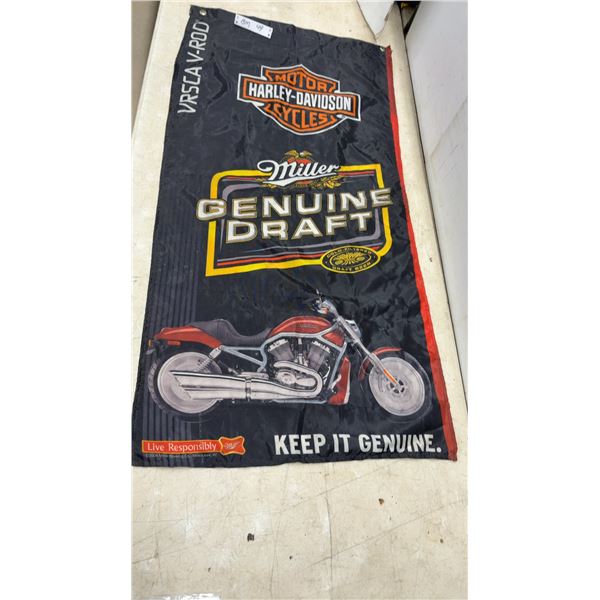Harley-Davidson VRSCA V-Rod and Miller Genuine Draft "Keep It Genuine" Banner, 48 × 24”