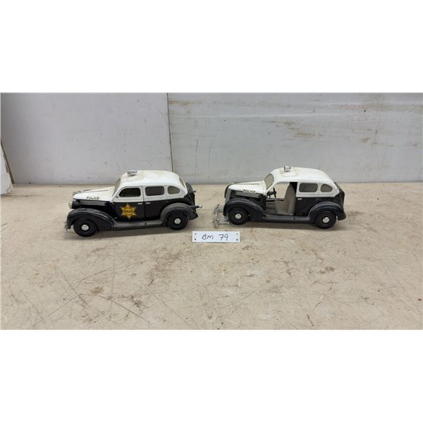 Two Playmater Copper Police Cars and Detached Bumper