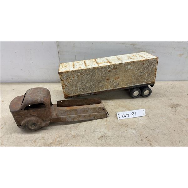 Vintage Pressed Steel Toy Truck and Nylint Trailer, Missing Parts