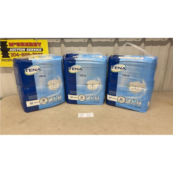 3 Tena Ultra Briefs, Size Medium 34”-47”