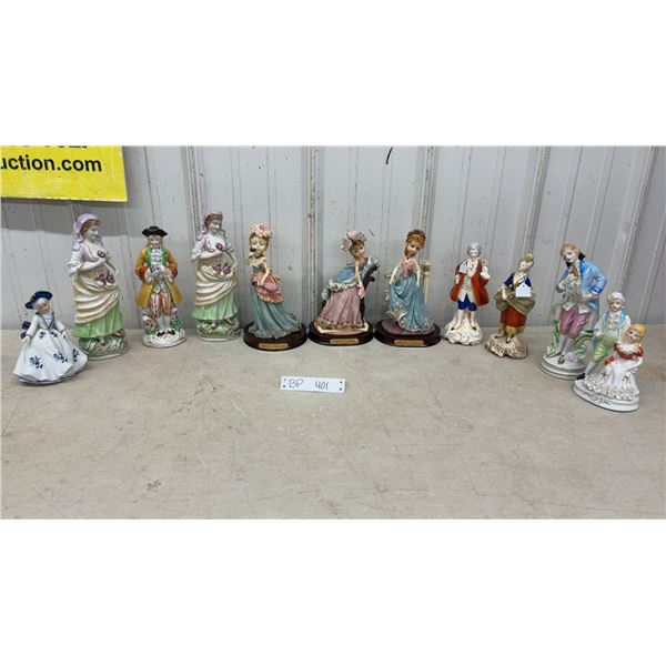 11 Porcelain Figurines, 1 Winds Up, 3 Adeline Collection Figurines 9”