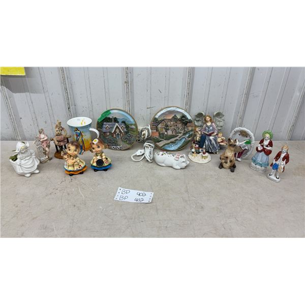 12 Porcelain Figurines, 2 Light Up