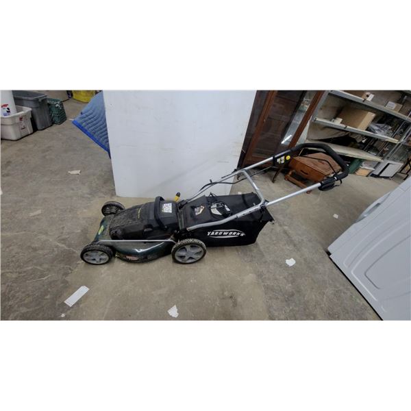 Yardworks 19" 36V 3-in-1 Cordless Electric Lawn Mower with Rear Grass Collection Bag and charger