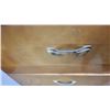 Image 4 : Vintage Mid-Century Modern Four-Drawer Wood Chest with Brass-Toned Pulls