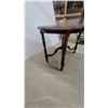 Image 3 : Antique Dark-Stained Wooden Parlor Occasional Table with Scalloped Oval Top and Turned Legs