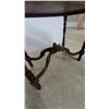 Image 4 : Antique Dark-Stained Wooden Parlor Occasional Table with Scalloped Oval Top and Turned Legs