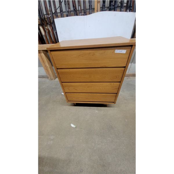 Four-Drawer Wooden Chest of Drawers with Light Wood Finish 37"×30"×18"
