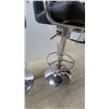 Image 2 : 2 Modern Adjustable-Height Swivel Bar Stools, Black Faux Leather, Chrome Base
