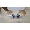 Image 4 : Pair of Industrial-Style Swivel Bar Stools with Round Wood Seats