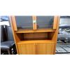 Image 4 : Danish Mid-Century Modern Teak Hutch with Sliding Glass Doors and Tambour Cabinet 79"×37"×20"