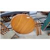 Image 2 : Round Wooden Extendable Dining Table with Turned Legs 30"hgt. And 42"diameter and Two Extension