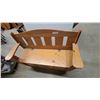 Image 3 : Rustic Pine Wood Storage Bench with Slatted Back, Armrests, and Hinged Seat 48"wide