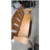 Image 6 : Rustic Pine Wood Storage Bench with Slatted Back, Armrests, and Hinged Seat 48"wide