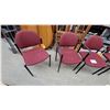 Image 2 : Set of 6 Red Upholstered Stackable Office Guest Chairs with Black Metal Frames and 2 with Armrests