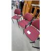 Image 7 : Set of 6 Red Upholstered Stackable Office Guest Chairs with Black Metal Frames and 2 with Armrests