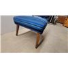 Image 3 : Mid-Century Modern Armless Slipper Chair with Blue Striped Upholstery and Tapered Wooden Legs