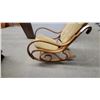 Image 2 : Vintage Thonet-Style Bentwood Rocking Chair with Tufted Tan Fabric Cushions