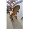 Image 3 : Vintage Thonet-Style Bentwood Rocking Chair with Tufted Tan Fabric Cushions