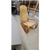 Image 4 : Vintage Thonet-Style Bentwood Rocking Chair with Tufted Tan Fabric Cushions
