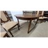 Image 4 : Vintage Oval Wooden Dining Table 30"×59"×39" with Six Upholstered Turned-Leg Chairs plus 17.6" leaf