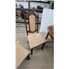 Image 7 : Vintage Oval Wooden Dining Table 30"×59"×39" with Six Upholstered Turned-Leg Chairs plus 17.6" leaf
