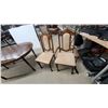 Image 8 : Vintage Oval Wooden Dining Table 30"×59"×39" with Six Upholstered Turned-Leg Chairs plus 17.6" leaf