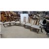 Image 1 : Set of Six Mid-Century Modern High-Back Dining Chairs With Striped Upholstered Seats