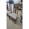 Image 2 : Set of Six Mid-Century Modern High-Back Dining Chairs With Striped Upholstered Seats