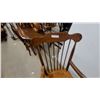Image 3 : Traditional Wooden Spindle-Back Rocking Chair With Saddle Seat and Turned Legs