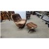 Image 1 : Vintage 1970s Arco Brown Velour Tufted Swivel Lounge Chair and Ottoman Set