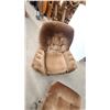 Image 3 : Vintage 1970s Arco Brown Velour Tufted Swivel Lounge Chair and Ottoman Set