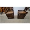 Image 1 : Pair of 2 Traditional Wooden Three-Drawer Nightstands with Brass Bail Pulls and Spindle Gallery