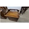 Image 5 : Pair of 2 Traditional Wooden Three-Drawer Nightstands with Brass Bail Pulls and Spindle Gallery