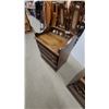 Image 6 : Pair of 2 Traditional Wooden Three-Drawer Nightstands with Brass Bail Pulls and Spindle Gallery