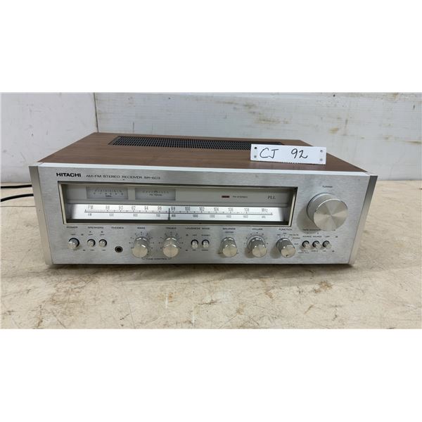 Hitachi AM-FM Stereo Receiver SR-603, 1970s, 120V, 60Hz, 145 Watts, and Power Cord