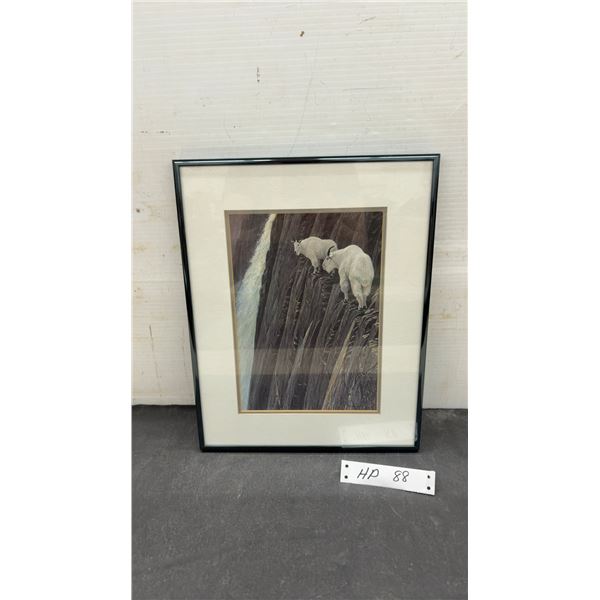 Robert Bateman Framed Print of Mountain Goats by Waterfall, 14 × 11”