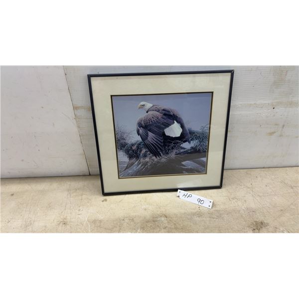 Robert Bateman 1980 Bald Eagle Print in Frame, 14 × 15”
