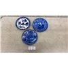 Image 1 : Three Royal Doulton Dickens Cobalt Blue 10” Plates and Two Souvenir Plates