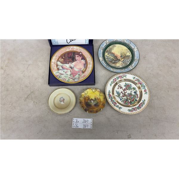 Five Vintage Plates: India Tree, Royal Doulton Battle of the Nile, Pickard Lillie Langtry