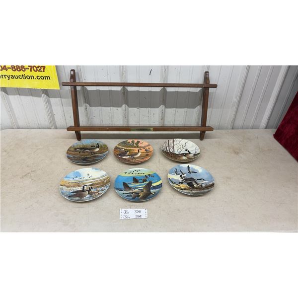 6-Plate Series “Wings Upon the Wind” with Wooden Rack, 8.5” × 15.5”