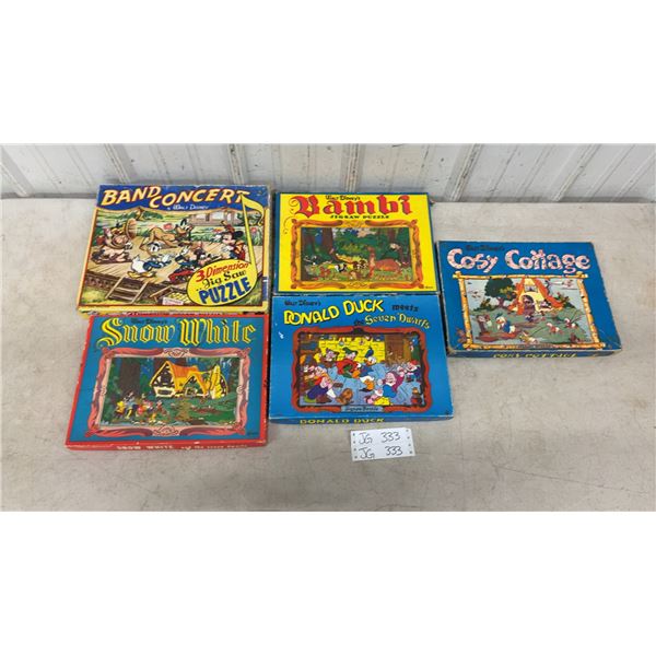Five Vintage Walt Disney's Jigsaw Puzzles