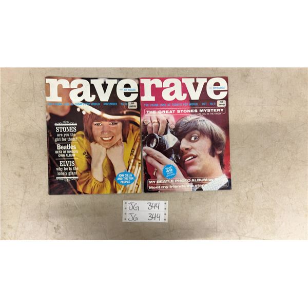 Two 1964 Rave and Hit Parade Magazines, No. 9 Oct. and No. 10 Nov., Beatles, Stones