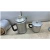 Image 4 : Aluminum Coffee Pots and Percolators, Whistling Kettle, Bottle, and Ladle