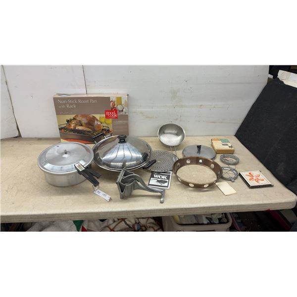 Good Cook Non-Stick Roast Pan with Rack, Pressure Cooker, Wok, Colander