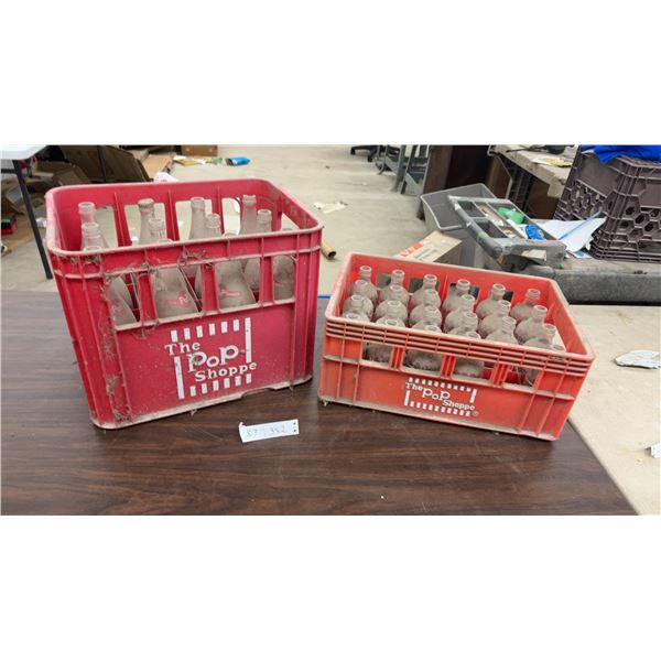 The Pop Shoppe Soda Bottles and Crates, 10 fl oz / 296 ml and 10.14 fl oz / 300 ml
