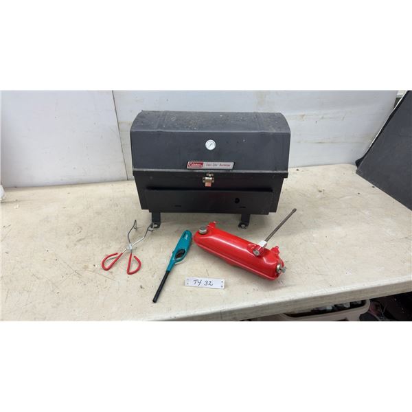 Coleman Easy-Lite Barbecue Grill, Fuel Tank, Lighter, and Tongs