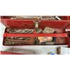 Image 5 : Three Red Metal Toolboxes with Wrenches, Sockets, Screwdrivers, Pliers, Pipe Wrench