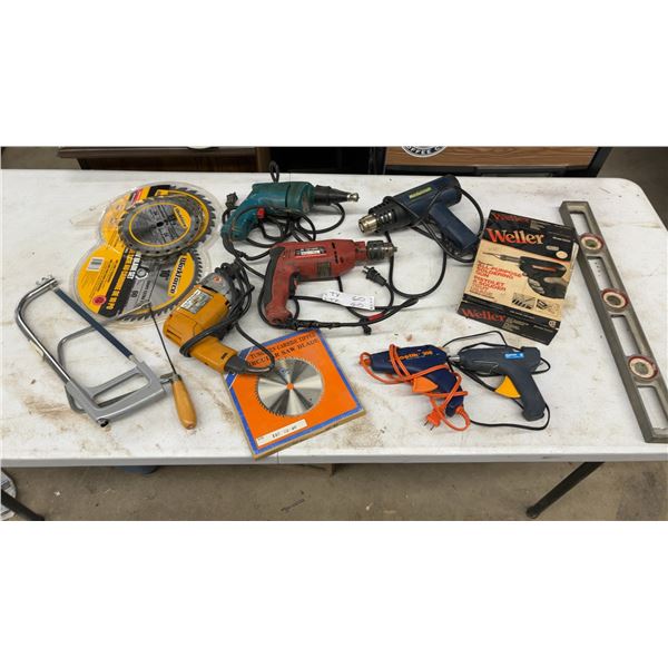 Power Tool Lot: Mastercraft Heat Gun, 3 Drills, 2 Glue Guns, Weller Soldering Gun